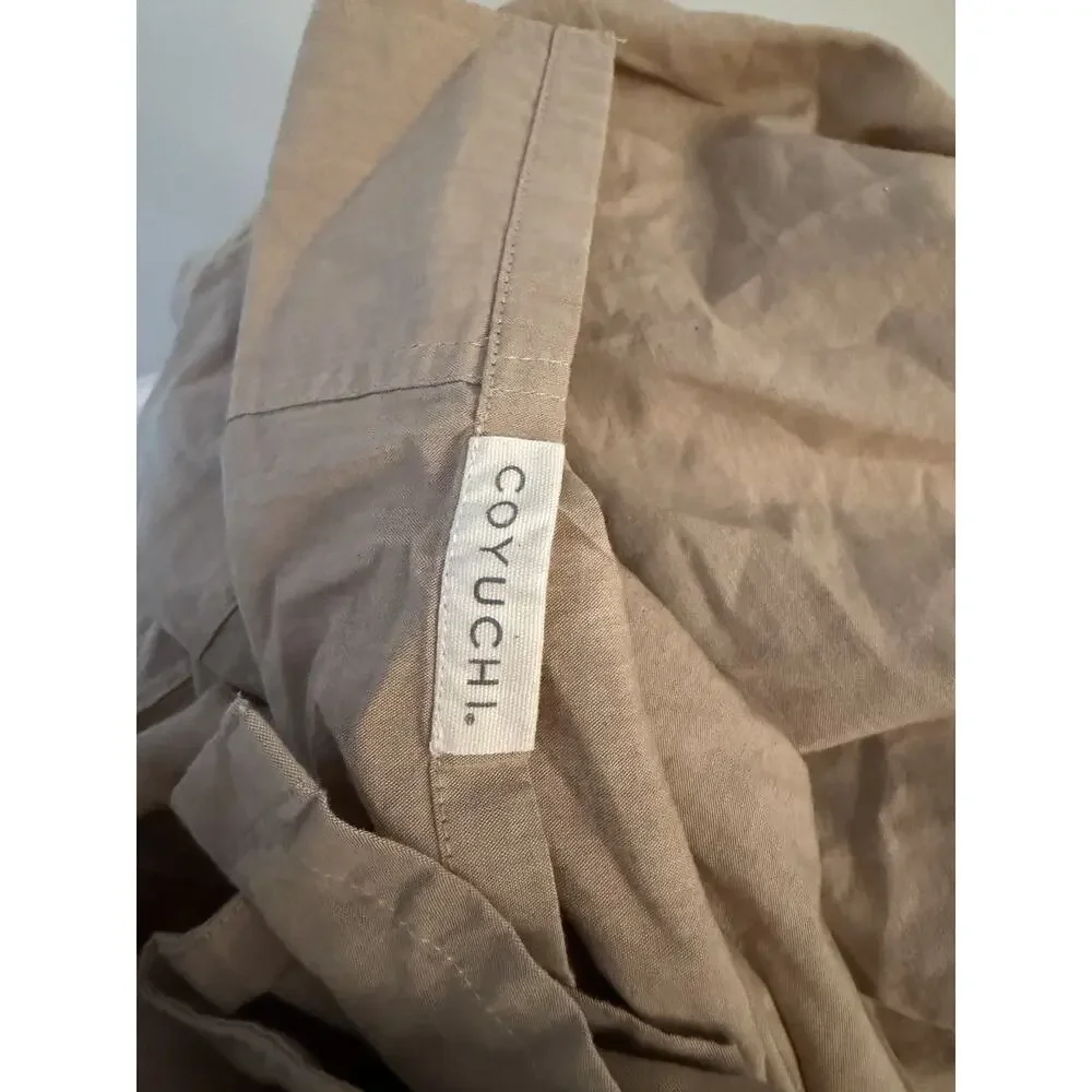 Coyuchi Organic Crinkled Percale™ Hazel Chambray Top Sheet Queen NEW